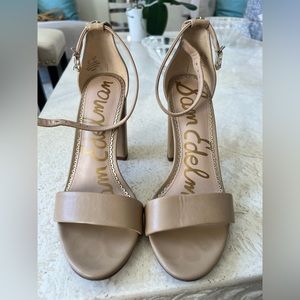Sam Edelman Nude Leather Ankle Strap Heeled Sandal